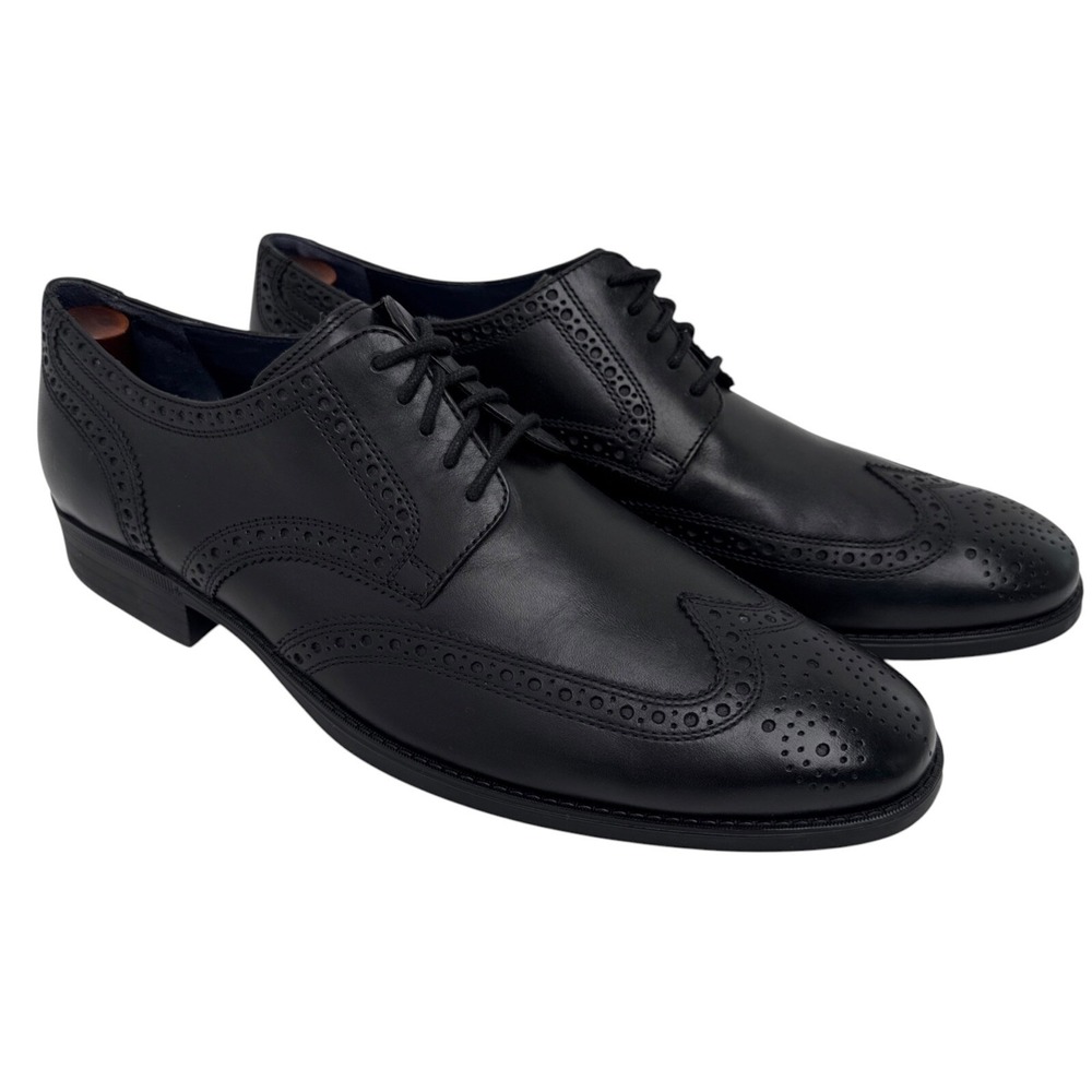 Cole Haan Mens Brogue Dress Shoes Black C11678 Leather Wingtip Lace Up Size 11.5